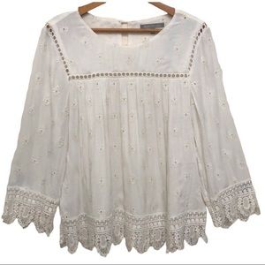 Daniel Rainn Tessi Embroidered Bell Sleeve Top